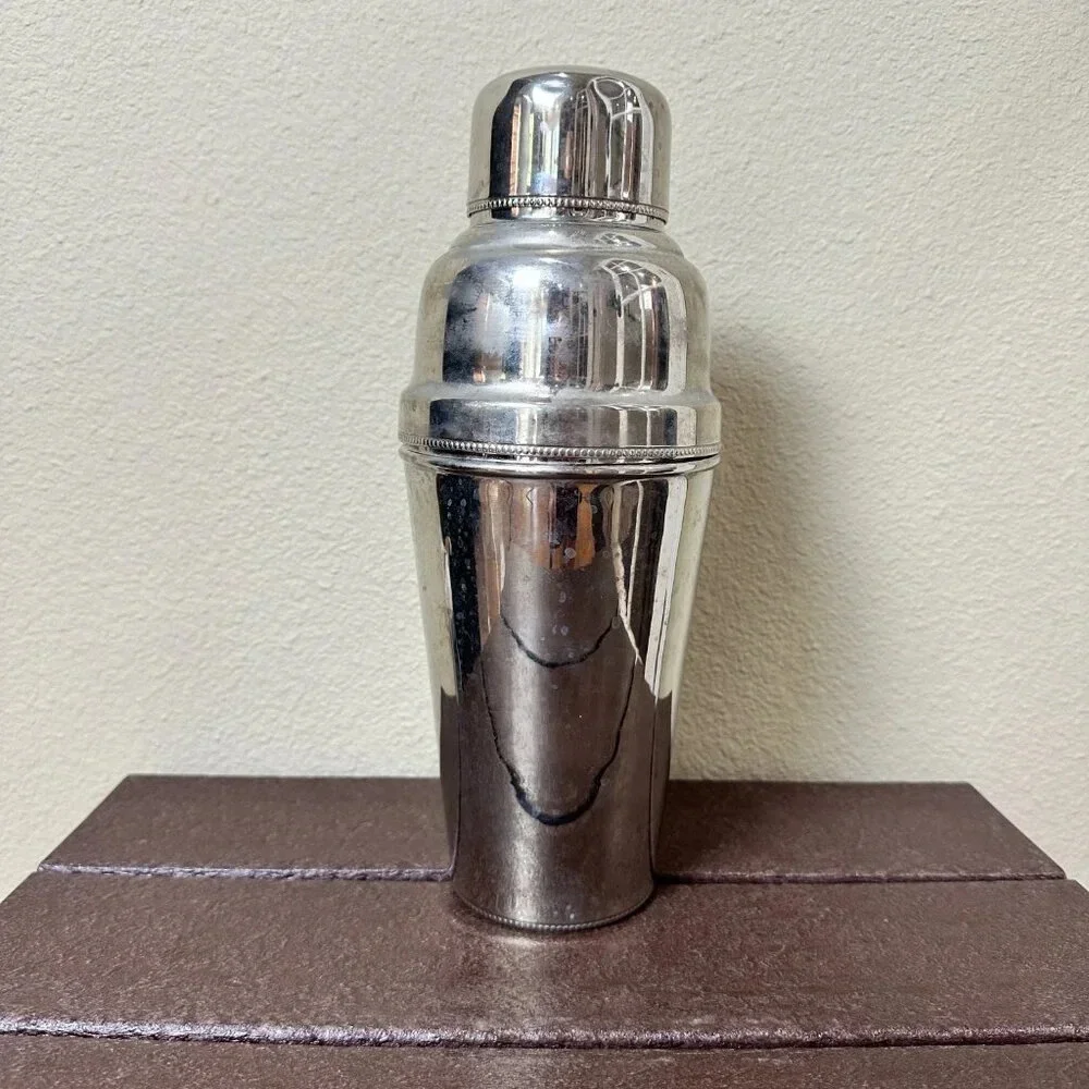 POTTERY BARN Extra Large Silver Tone Cocktail Shaker - 60 ounces